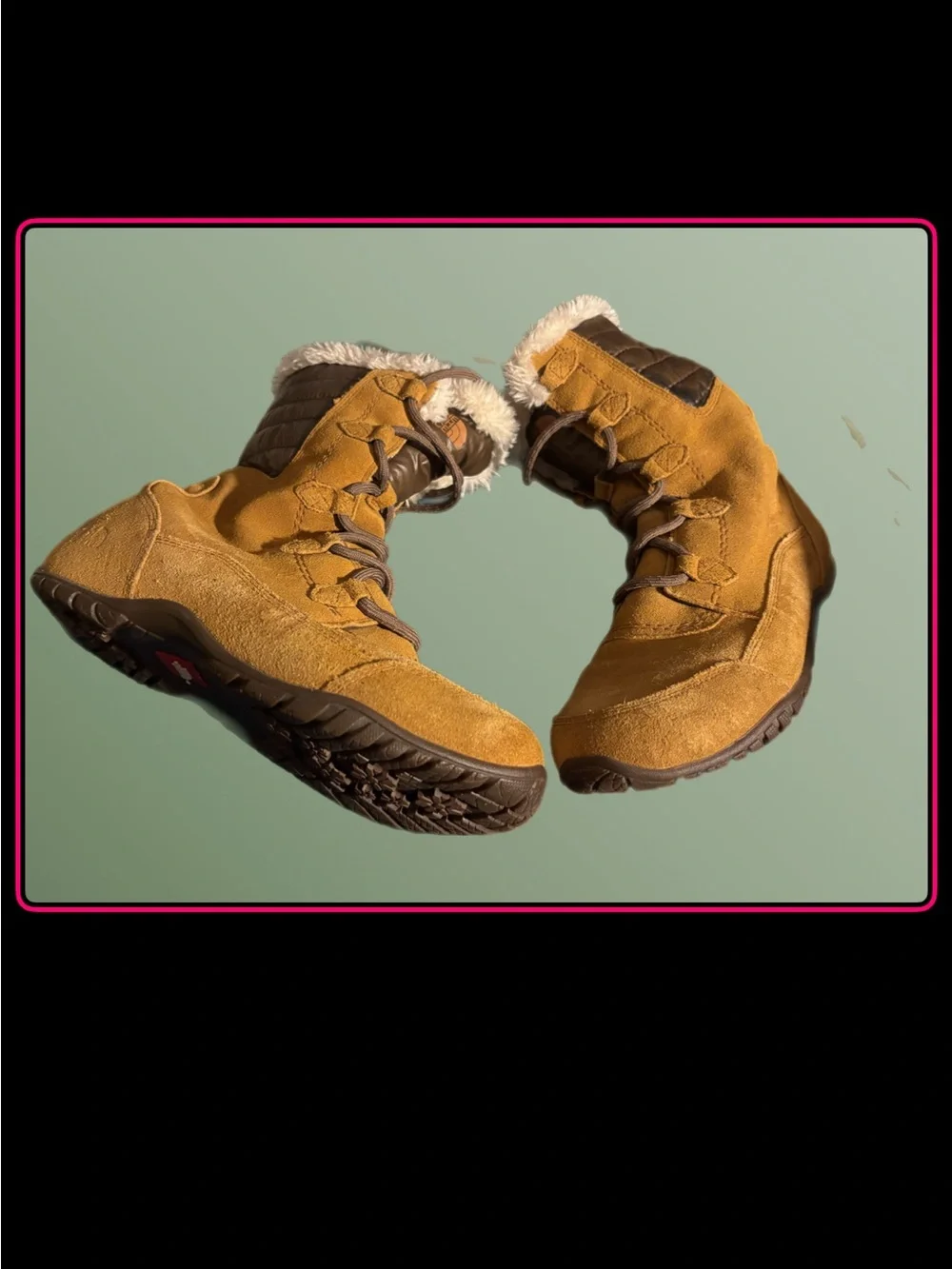 The North Face Women's Tan Suede-Look Insulated Winter Boots 7.5